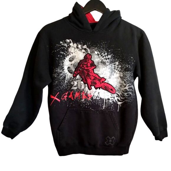 Kids Authentic X-games Apparel Black Hoodie Sweatshirt YL Bike/Skate/Surf - Picture 1 of 8